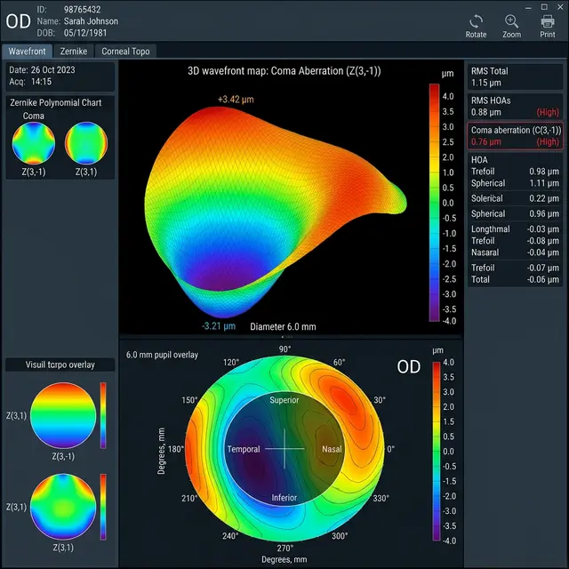 Волновой фронт с аберрацией Кома