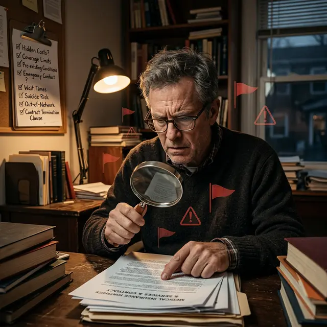 Человек изучает договор в поисках подвохов